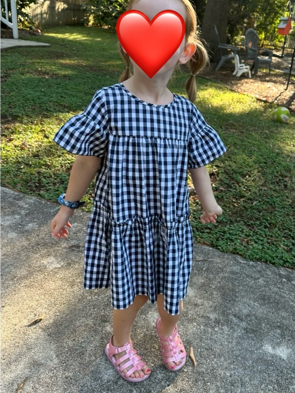 Crewcuts 4t navy and White Gingham Ruffle Dress 100% cotton